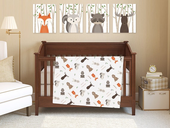 woodland animals crib bedding