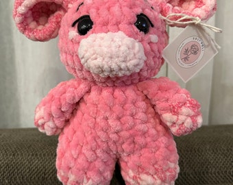 Pink Crochet Cow, Crochet Cow, Ready to Ship, Birthday Gift, Cow Plushie,