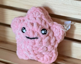 Crochet Pink Star Plushie, Kawaii Crochet Star, Crochet Star