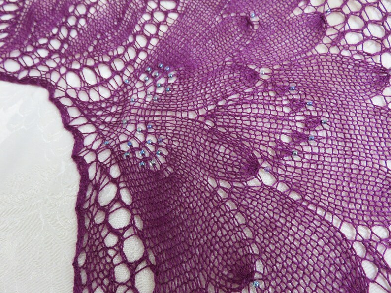 Ready Now Handknit Lace Merino Silk Shawl Scarf Stole Wrap image 6