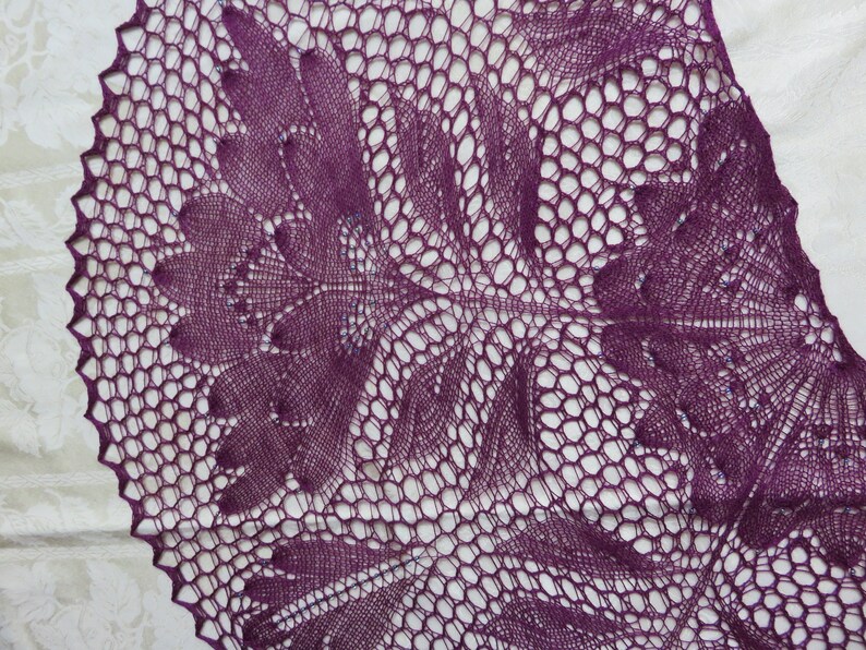 Ready Now Handknit Lace Merino Silk Shawl Scarf Stole Wrap image 5