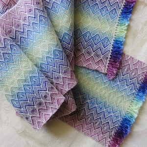 READY NOW Handwoven Scarf Reversible Hand-dyed Merino Silk