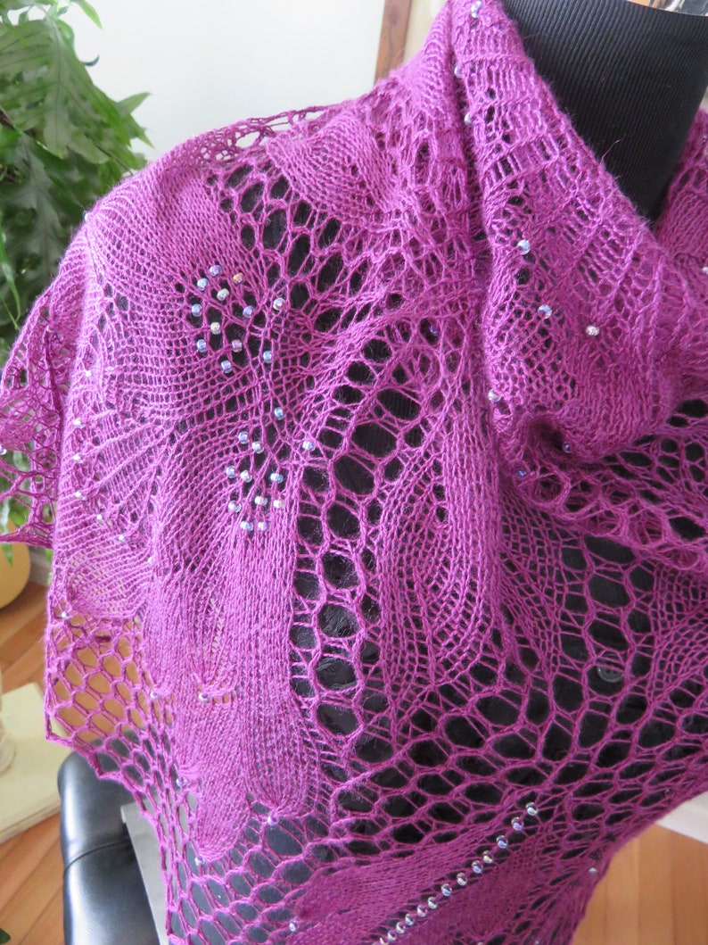 Ready Now Handknit Lace Merino Silk Shawl Scarf Stole Wrap image 3