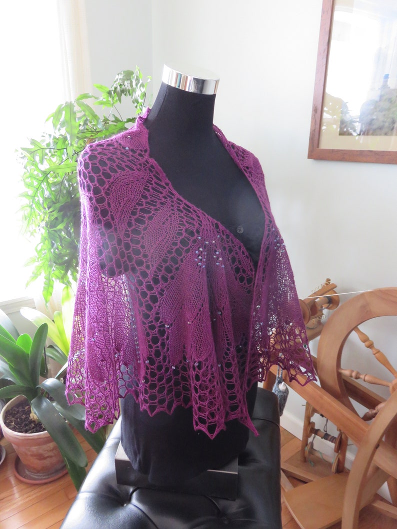 Ready Now Handknit Lace Merino Silk Shawl Scarf Stole Wrap image 4