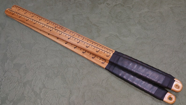 Miss Rose Paddles Bamboo Discipline Stick - Ruler - Accurate Measure Black Neoprene Grip 