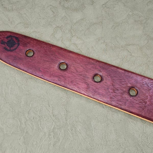 Purpleheart & Bamboo Laminated Miss Rose Paddles Exotic Hardwood Spanking Paddle - PH753 Narrow Flared BOE w HOLES Ideal for New Players