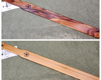Tigerwood Goncalo Alves and Bamboo Laminated Miss Rose Paddles Exotic Hardwood Spatula Ruler Discipline Stick TG178