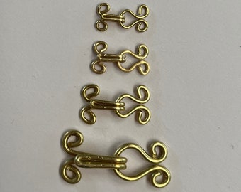 Set of six handmade replica historical hooks and eyes for Tudor/Elizabethan reenactment or fancy dress, available in 4 sizes