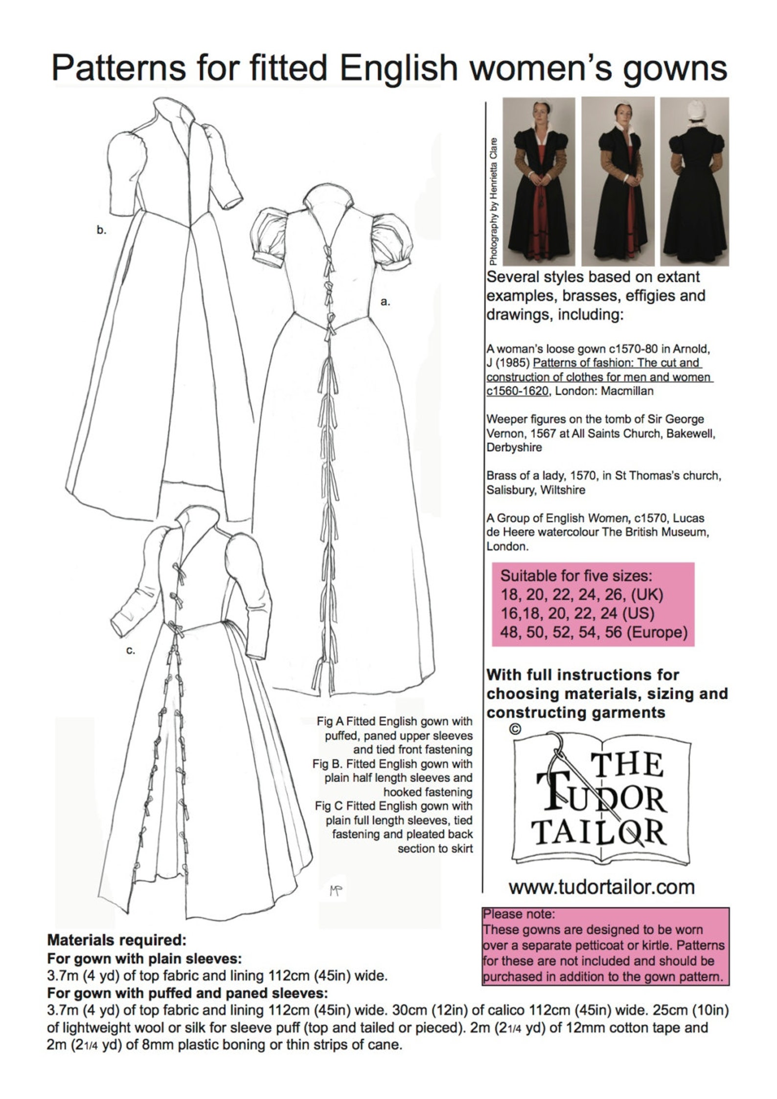Pattern for Women's Elizabethan Fitted English Gowns Etsy