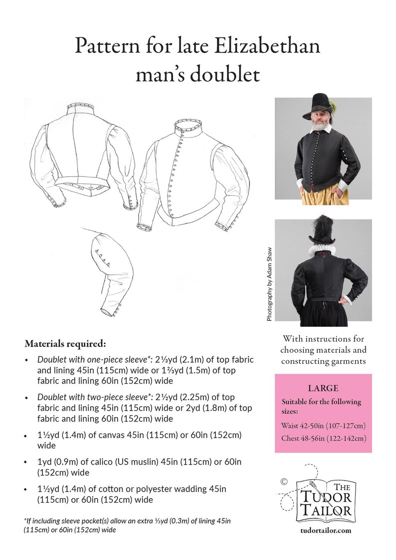 Pattern for Late Elizabethan Man's Doublet With Variations, Tudor ...