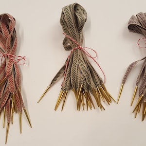 Linen Ribbon Points with Brass Aiglets for Doublets and Hose for Reenactment or Fancy Dress - Multiple Styles and Colours