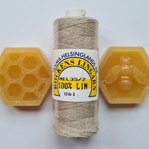 Tudor style linen thread and optional beeswax for hand sewing (bleached & unbleached)