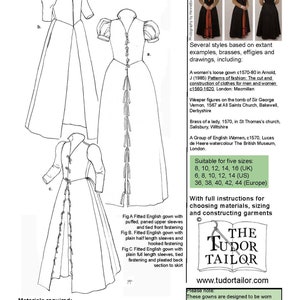 Pattern for Women's Elizabethan Fitted English Gowns - Etsy