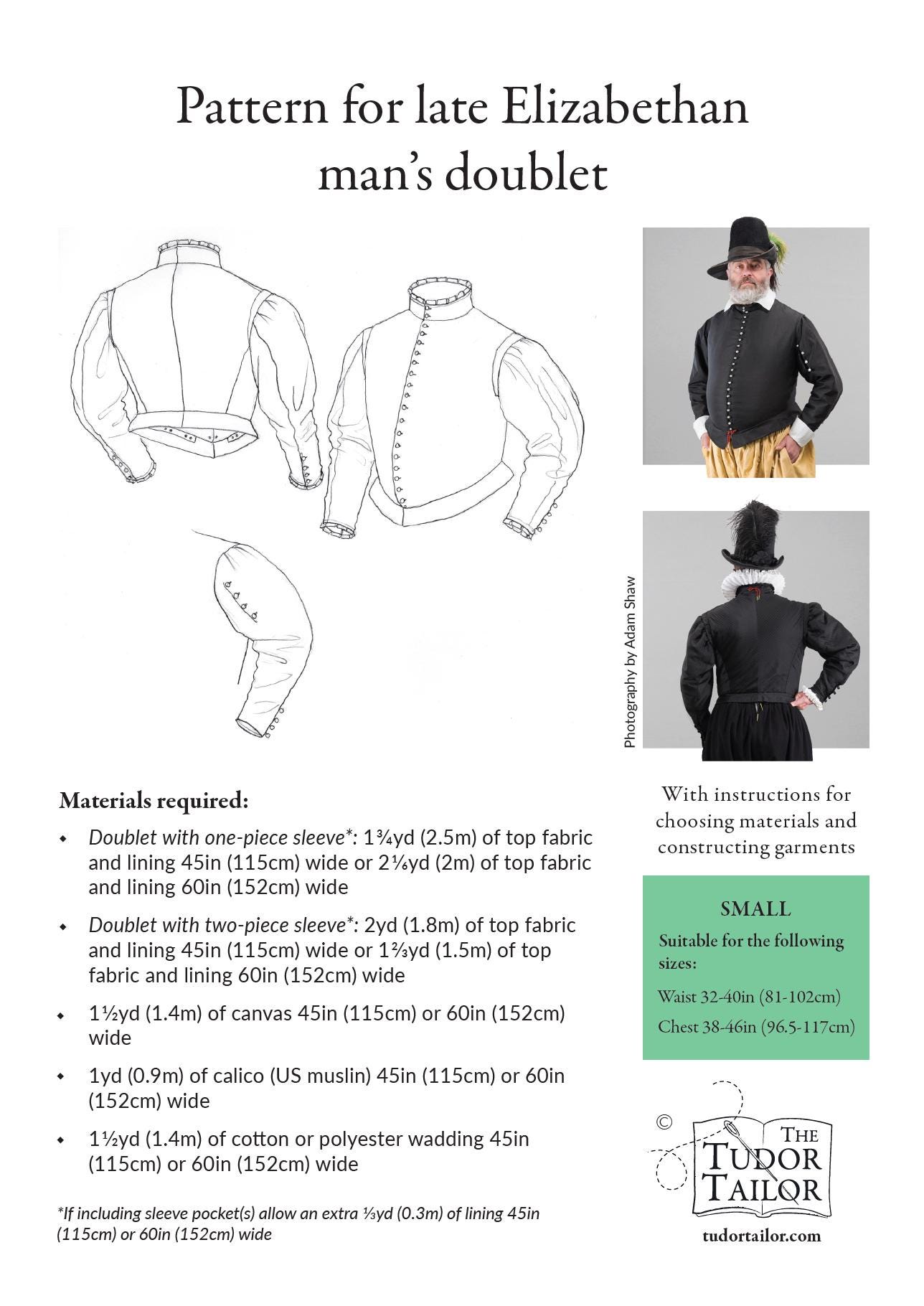 Pattern for Late Elizabethan Man's Doublet With Variations, Tudor ...