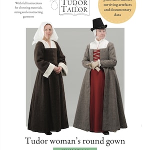 Patrón para vestido redondo de mujer Tudor con variaciones, exclusivo de Tudor Tailor