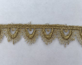 Pizzo a smerlo piccolo in stile Tudor dorato per rievocazione rinascimentale o elisabettiana, 5/8" (15 mm) - venduto a mezzo metro