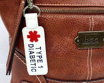 TYPE 1 DIABETIC bag tag, medical alert bag tag