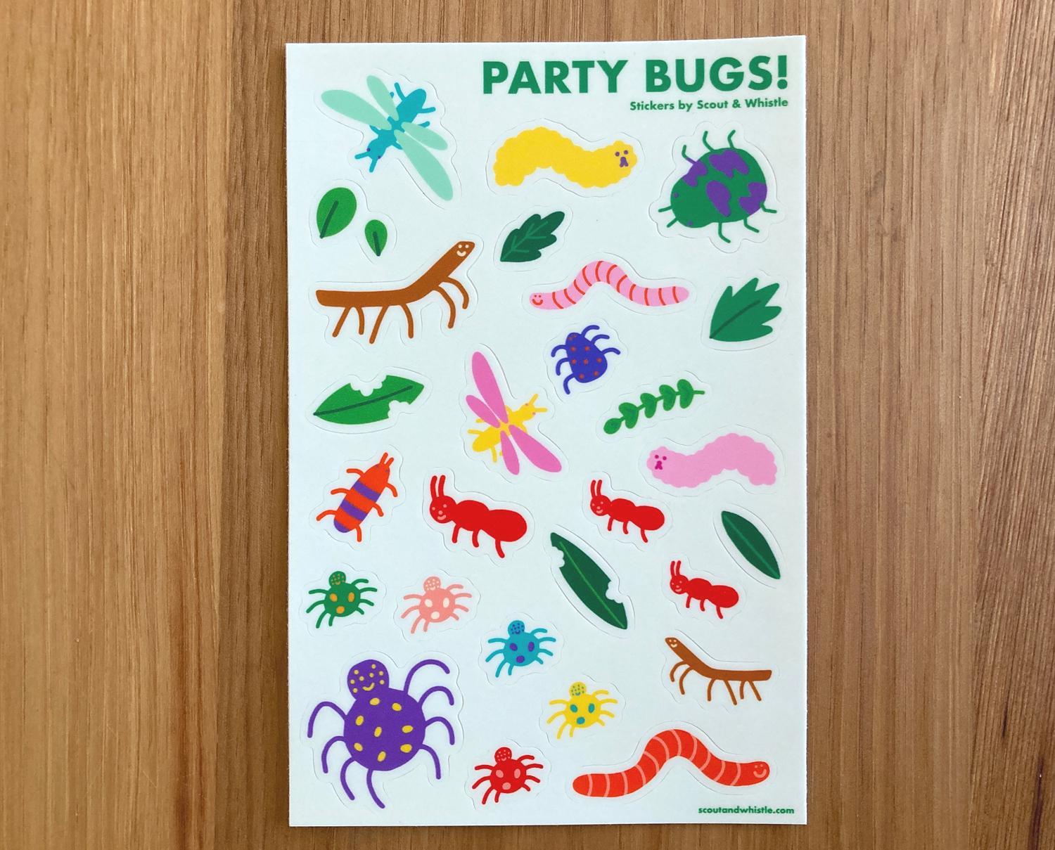 Party Bugs sticker sheet by ScoutandWhistle