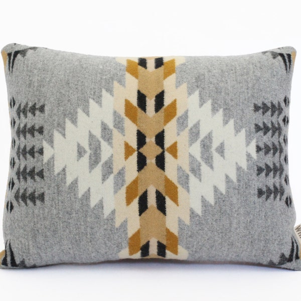 Geometric Wool Pillow // Rancho Arroyo Silver Grey / cream / camel / ochre