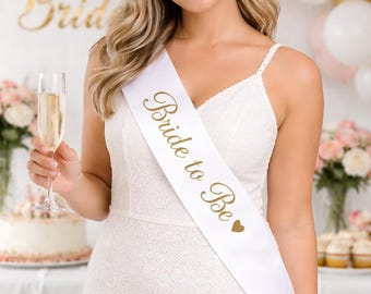 Adult White Twill Bridal Sash Personalized