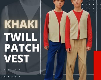 Khaki Twill Patch Vest Guide YMCA Indian Princess Cub Scout