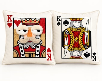King of Spades Playing Card Pillow Cover, 18x18 Double-Sided Plush Cushion Case (Game Room Decor)