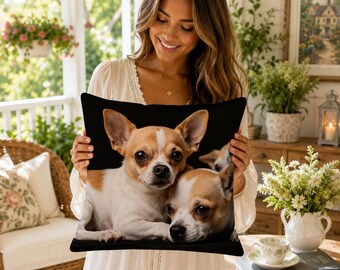 Chihuahua Dog Pillow Cover | Pillowcase | Soft Short Plush Polyester Cushion Cover | Single-Sided Print | 17.72 x 17.72 in | No Insert