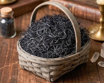 Spanish moss /hand-made - washed,  preserved Spanish moss/ Black/  check my designs - 3 oz pack