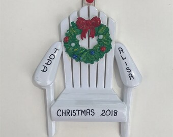 Adirondack Chair Personalized Christmas Ornaments / Lake House Ornament / Beach Ornament / Our First Christmas