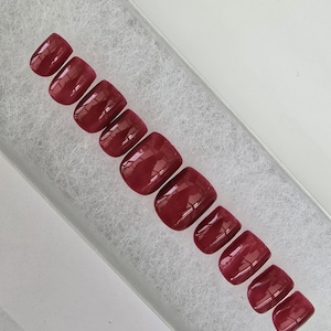 Red Jelly Gel Press On Nails: Hand-Painted, Glossy Finish