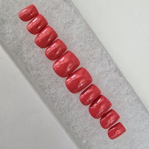 Summer pink nails press ons - 10 Handpainted without application kit. Long or short nail shapes.