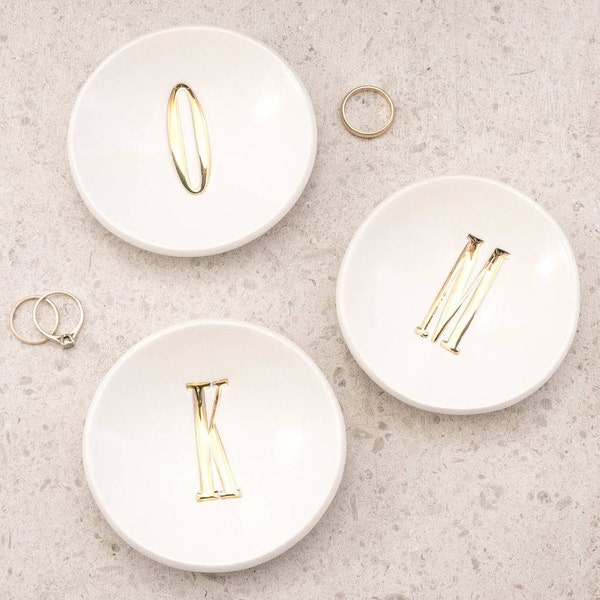 Personalised Gold Letter Ring Dish