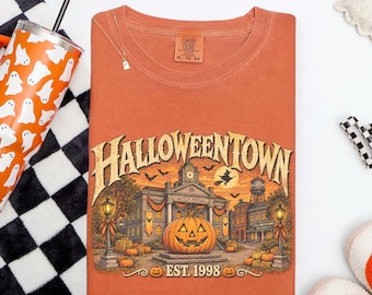 Halloweentown Est. 1998 T-Shirt, Retro Halloween Town Illustration, Vintage Fall Tee