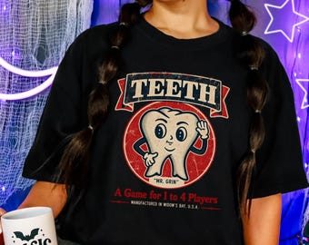 Widow's Bay Teeth the Game Shirt, Mr. Grin Retro Board Game Tee (Comfort Colors)