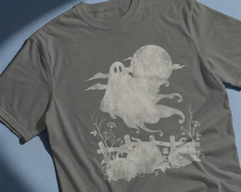Vintage Ghost Shirt, Ivory Ghost Pumpkin Graphic, Cottagecore Fall Tee
