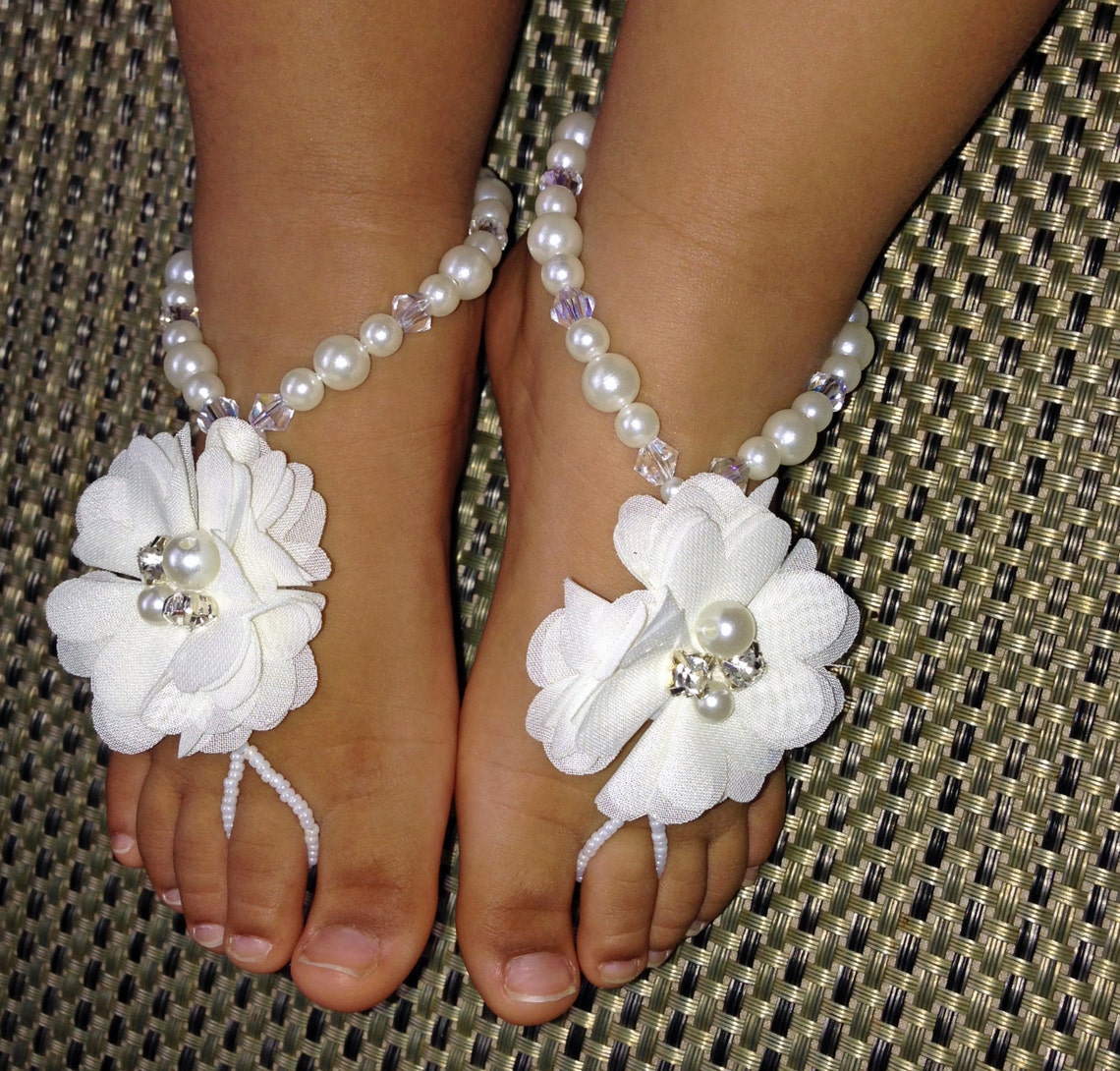 Baby Barefoot Sandals Flower Girl Barefoot Sandals Etsy