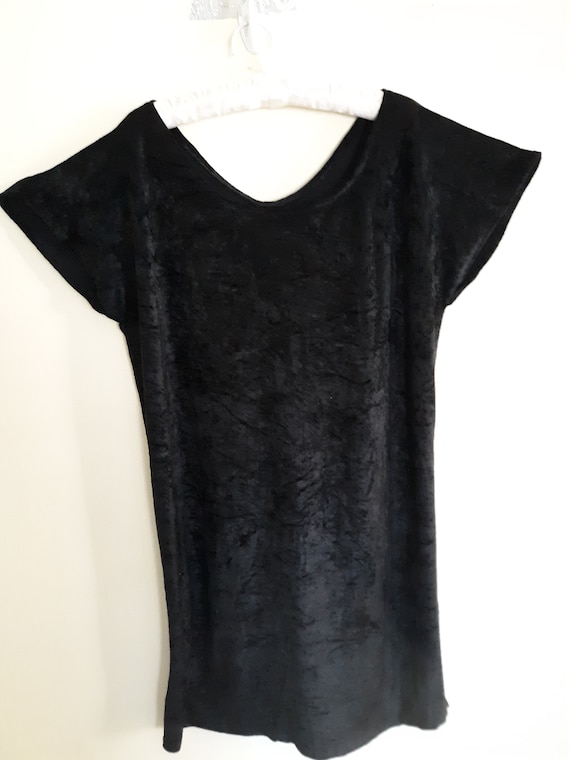 Black Mini-Dress, Crushed Velvet, Women's Velvet … - image 1