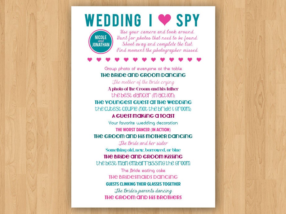 DIY Printable Wedding I Spy Etsy