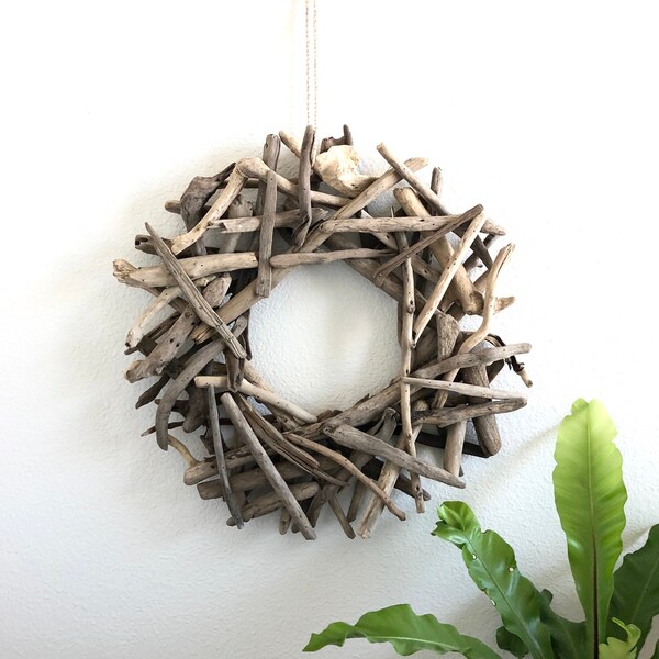 Handcrafted 18" Driftwood Wreath | Driftwood Stick Wall Hanging Wreath | Driftwood Beach House Decor