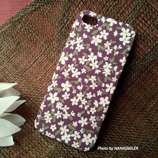 Purple and white FLORAL FABRIC CASE for iPhone 5