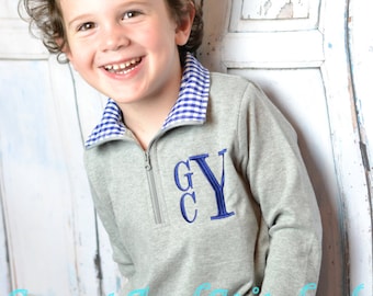 Boys Monogrammed sweatshirt, pullover, or quarter zip jacket, monogrammed toddler jacket, boys fall monogram sweatshirt