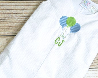 Monogrammed Boys Jon Jon, Baby boy 1st birthday outfit, Personalized Baby boy cake smash romper with vintage balloon design