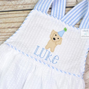 Monogrammed baby boy dog birthday outfit, puppy dog 1st birthday cake smash outfit, dog birthday outfit