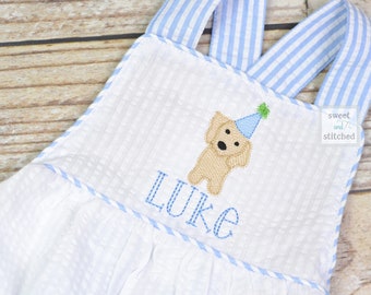 Monogrammed baby boy dog birthday outfit, puppy dog 1st birthday cake smash outfit, dog birthday outfit