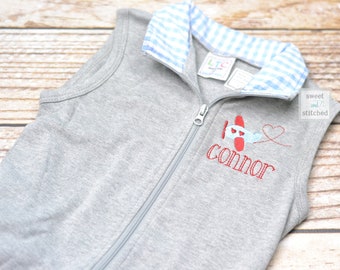 Monogrammed Boys valentine's outfit, boys valentine's vest, boys valentine's outfit