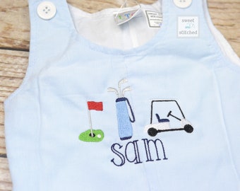 Monogrammed baby boy golf outfit, golf 1st birthday cake smash outfit, golf birthday outfit, birthday overalls, golf birthday outfit