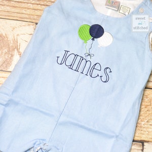 Monogrammed baby boy jon jon with balloons, baby boy birthday outfit with name, cake smash outfit, monogrammed jon jon