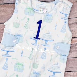 Monogrammed baby boy birthday jon jon with 1, baby boy 1st birthday outfit with birthday print design, cake smash outfit