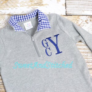 Boys Monogrammed sweatshirt, pullover, or quarter zip jacket, monogrammed toddler jacket, boys fall monogram sweatshirt image 2