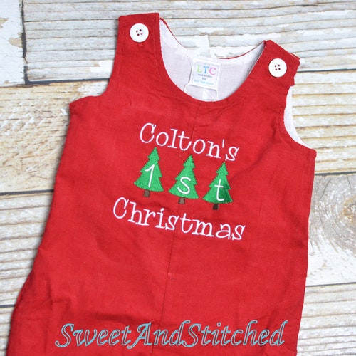 Personalized Baby Boy Christmas Outfit Red Gingham Etsy